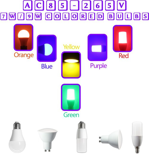 12er Set Gatetop LED Glühbirnen E27 Multicolour RGB mit Rot, Blau und Weiß für Dekoration und Weihnachten - Bild 1