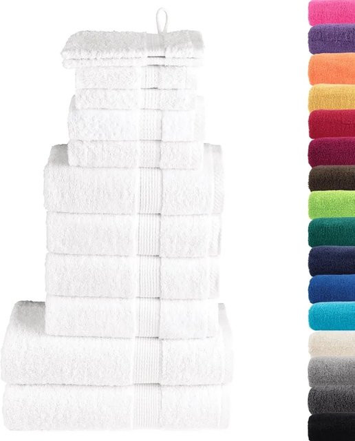 vidaXL Premium-Handtuch-Set SOLUND, 12-teilig, Weiß, 600 g/m², aus Baumwolle mit Frottee-Qualität und Oeko-Tex Standard 100 - Bild 1
