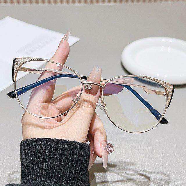 RELEN Korrektionsbrille Cat-Eye, Metall, Vollrand, Gold, Damen - Bild 1