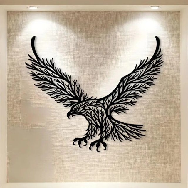 Majestätischer Adler Wandkunst aus Metall in Schwarz von CIFBUY - Bild 1