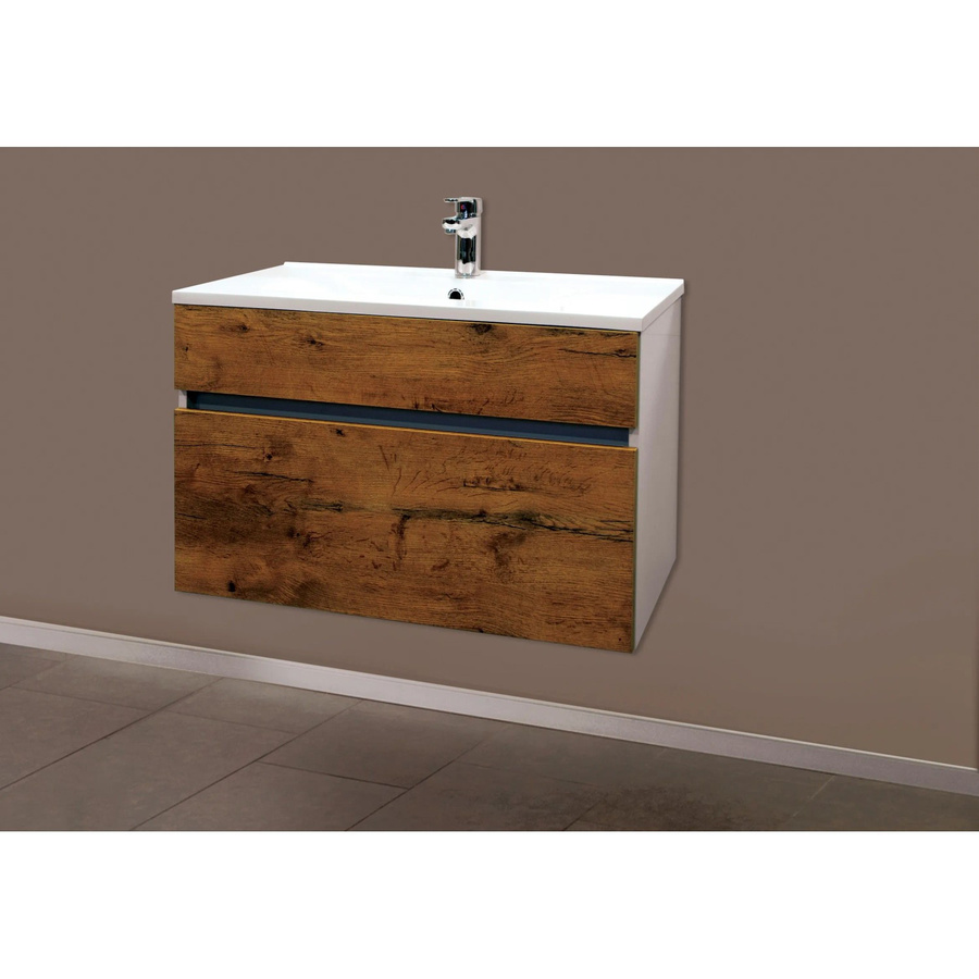 Sanotechnik Waschbeckenunterschrank Weiß matt mit Soft-Close-Türen, B/T/H: 79,6 x 60,0 x 46,0 cm - Bild 2