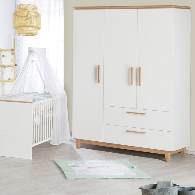 Roba Kleiderschrank Finn 3-türig weiß mit Soft-Close-Technik und integrierten Schubladen B/T/H: 134,5 x 55,0 x 200,0 cm - Bild 1