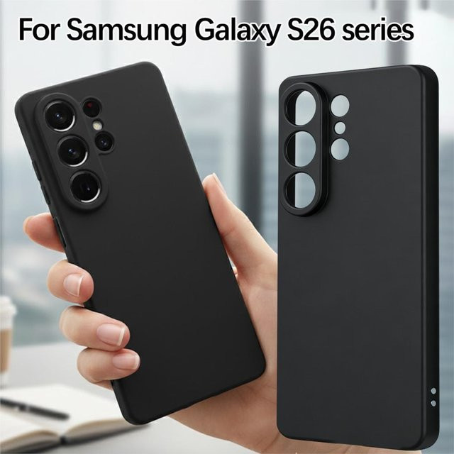 Stoßfeste Silikonhülle für Samsung Galaxy S26, S26+ und S26 Ultra in Schwarz, matte Weichhülle - Bild 1