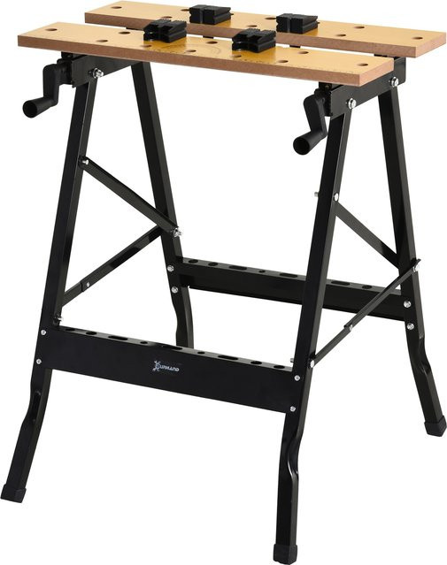 Durhand Klappbare Werkbank mit Schraubstock aus MDF und Metall in Schwarz, Tragkraft 70 kg - Bild 1