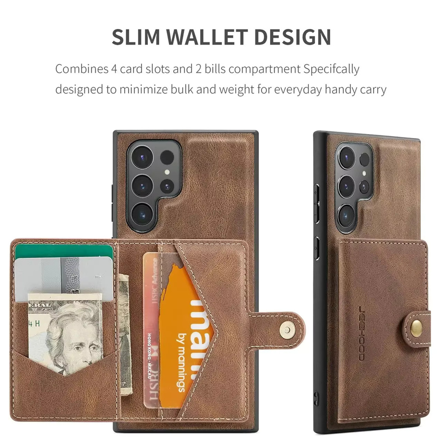 Samsung Galaxy 2-in-1 Magnetische Lederhülle mit abnehmbarer Brieftasche und Kartenfach in Braun für Galaxy S24 S23 S22 S21 S20 Ultra Plus FE - Bild 2
