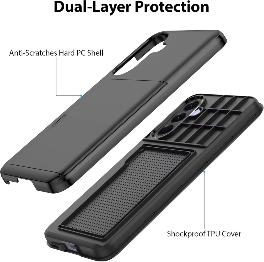 Huikai Schutzhülle für Samsung Galaxy A37 A57 A56 A36 mit integriertem Kartenhalter in Schwarz - Bild 5
