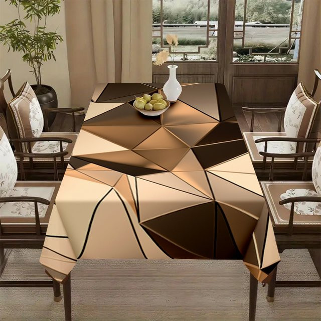 VIKAMA Tischdecke in Gold mit geometrischem Art-Deco-Design, wasserabweisend und pflegeleicht, rechteckig - Bild 1