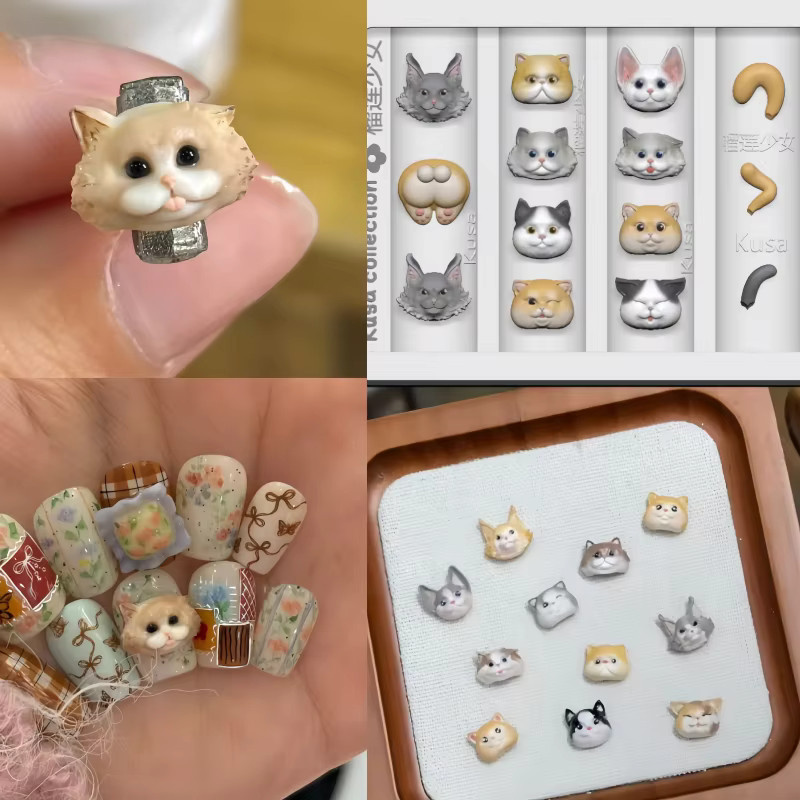 Cartoon-Silikon-Nagelkunstform, Katzen-Motiv, 3D-Design - Bild 1