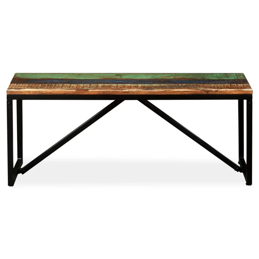 vidaXL Sitzbank im Industrial Design aus Massivholz und Metall, Mehrfarbig, B/T/H: 110 x 35 x 45 cm - Bild 2