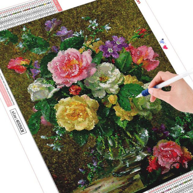 FIYO Diamond Painting Set Pfingstrose Floral Dekoration B/H: 20 x 30 cm - Bild 1