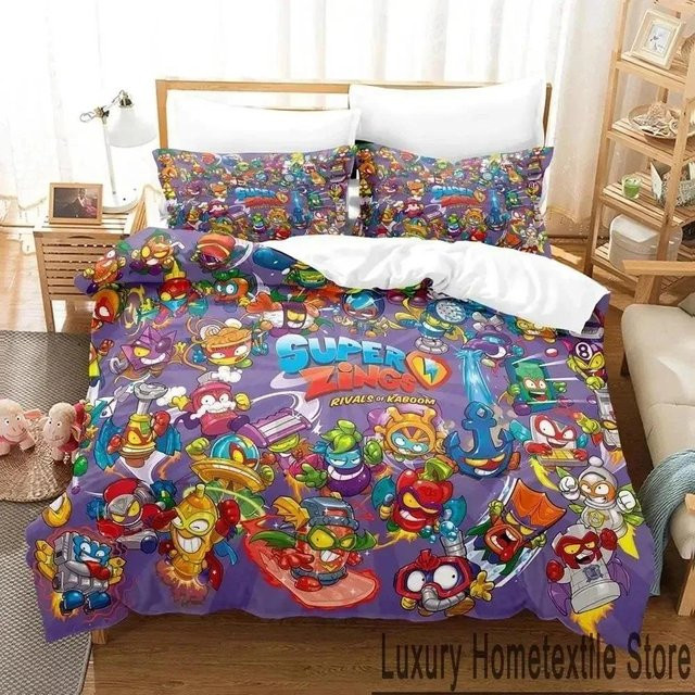 Super Zings Bettwäsche Set mit 3D-Druck für Jungen und Mädchen, bestehend aus Bettbezug und Kissenbezug, Mehrfarbig, B/H: 135 x 200 cm - Bild 1