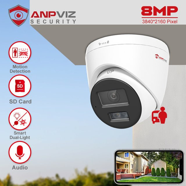 Anpviz 8MP Smart Dual-Light POE IP Kamera Outdoor ColorVU CCTV Videoüberwachung IP67 Weiß - Bild 1