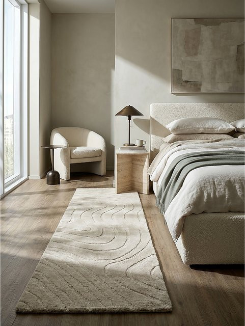 Kadima Design Läufer abstrakt Beige Wolle mit High-Low-Effekt B/T: 60 x 230 cm - Bild 1