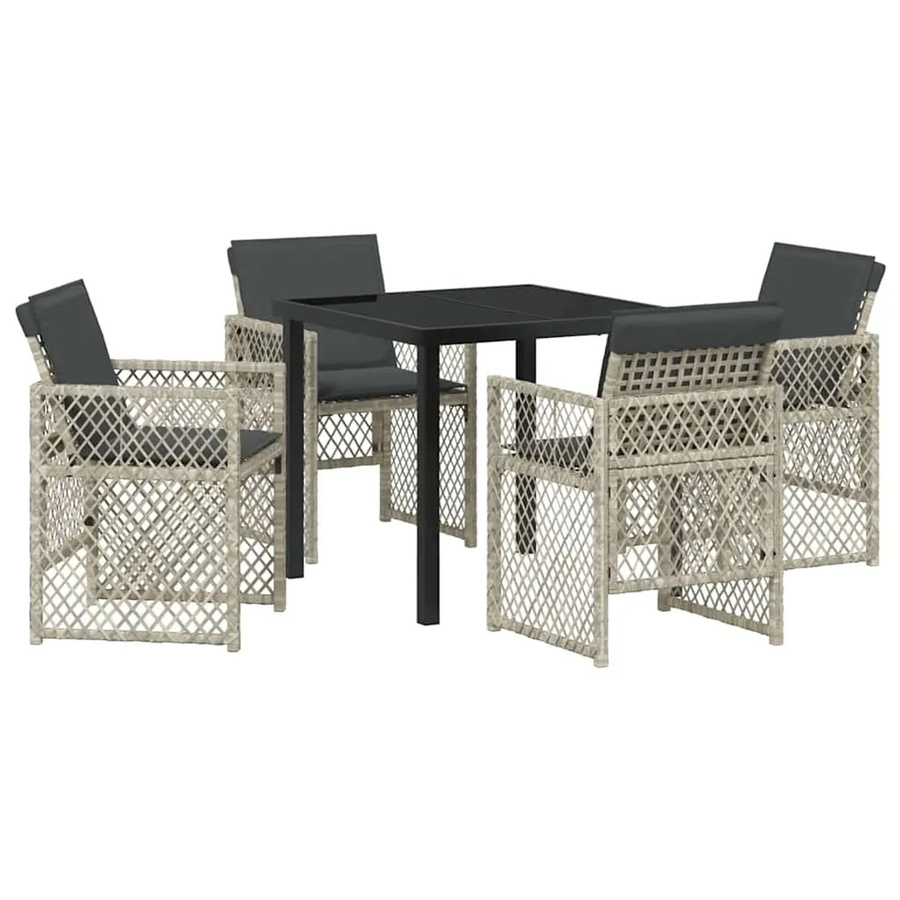 vidaXL Garten Essgruppe 5-teilig aus Poly-Rattan und Stahl in Hellgrau - Bild 2
