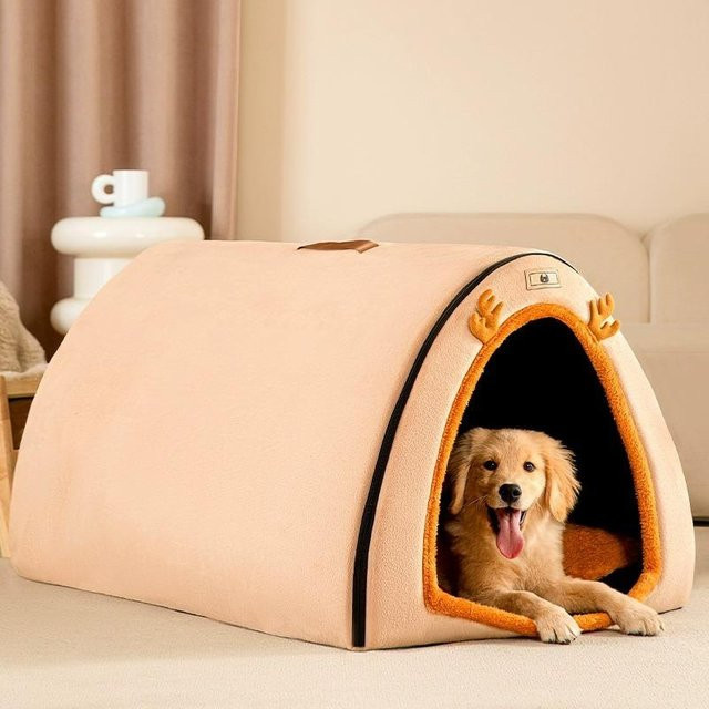 Hundehütte Nest für große Hunde wie Golden Retriever von Household supplies MH in Khaki oder Beige, B/T/H: 100 x 70 x 60 cm - Bild 1