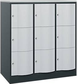 C+P Schließfachschrank Resisto mit 3 Abteilen und 9 Fächern, Anthrazitgrau/Lichtgrau, B/T/H: 114,8 x 64,0 x 125,5 cm - Bild 1