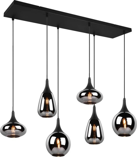 Trio Pendelleuchte Lumina 6-flammig in Schwarz matt aus Metall und Glas - Bild 1