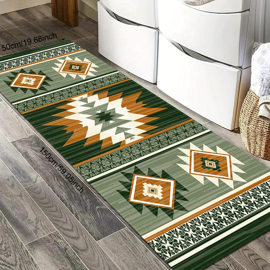 VIKAMA 2er-Set Vintage-Teppiche in Grün für Küche, Badezimmer, Wohnzimmer oder Schlafzimmer - Bild 3