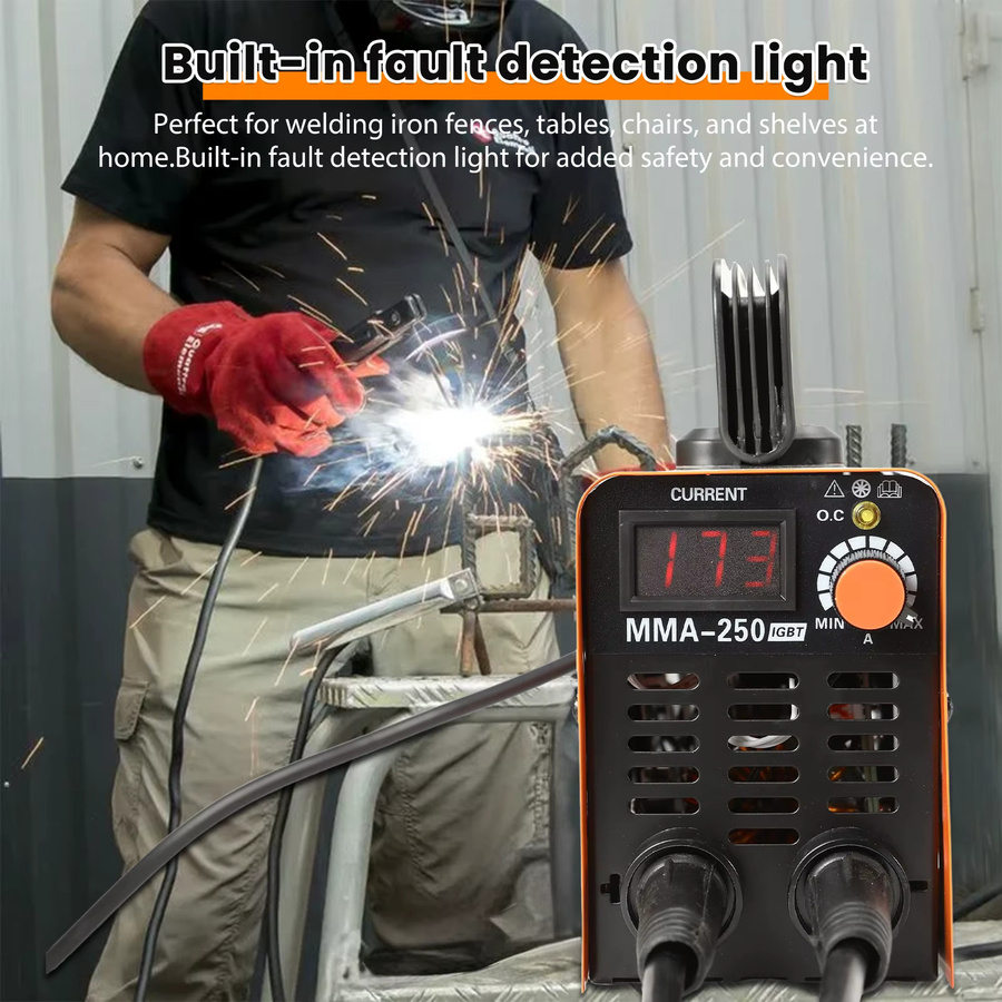 OWJHE MMA-250 Tragbare Inverter Schweißmaschine in Orange mit Werkzeugkiste und einstellbarem Strom - Bild 5
