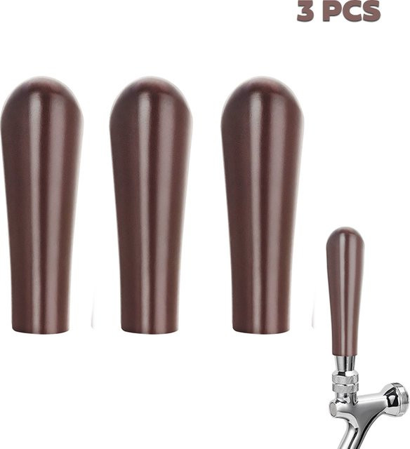ELECQUEEN 3er Set Buchenholz-Wasserhahngriff für Bier und Kaffee mit 3/8 Zoll Gewinde in Dunkelbraun - Bild 1