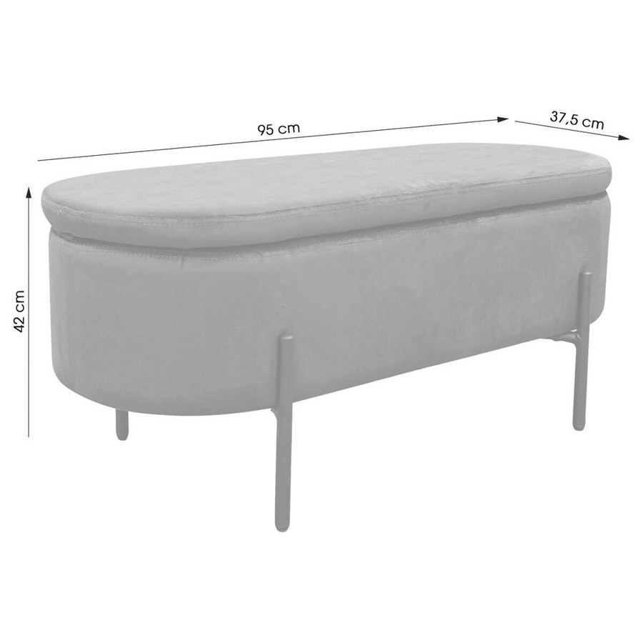 byLIVING Bank NOVA Truhe mit Samtbezug in Grau, B/H/T: 95 x 42 x 37,5 cm - Bild 3