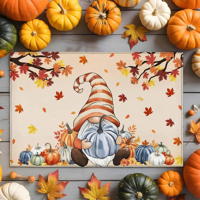 VIKAMA Fußmatte für den Innenbereich mit Thanksgiving-Motiv in Orange, rutschfest und waschbar - Bild 1