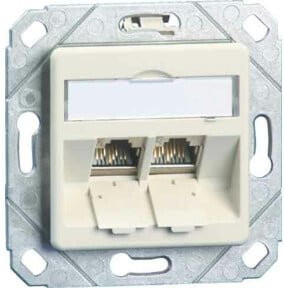 BTR NETCOM Anschlussdose mit 2 C6A Modulen für Ethernet/LAN in Weiß - Bild 1
