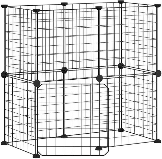 vidaXL Haustierkäfig aus Stahl mit 12 Panels in Schwarz, B/T/H: 35 x 35 x 35 cm - Bild 1