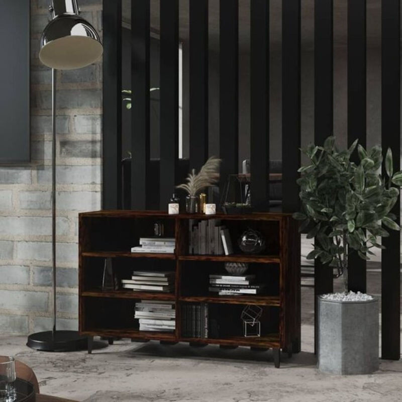 Vidaxl Sideboard im Industrial Design aus Holzwerkstoff und Metall, Farbe Braun/Grau, B/T/H: 103,5 x 35 x 70 cm - Bild 1