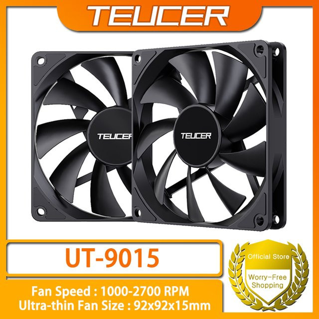 TEUCER UT-9015 PC-Gehäuselüfter PWM 4PIN mit Hydrauliklager für Computer-CPU-Kühlung, Schwarz - Bild 1