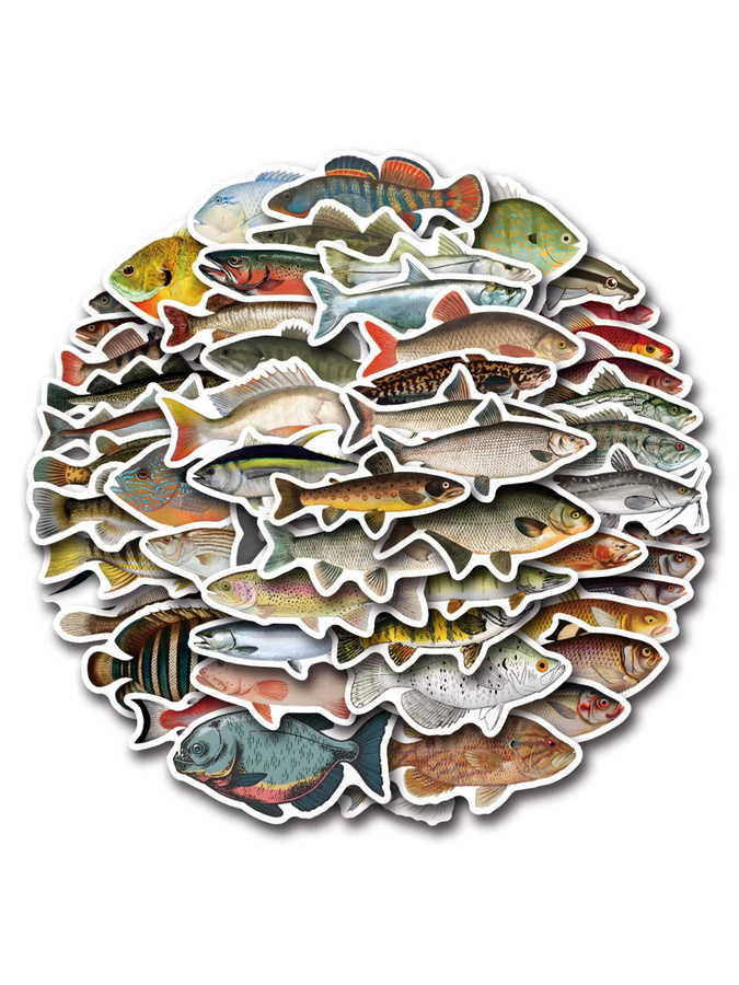 Bandai Cartoon-Fisch-Dekorationsaufkleber, 55-teiliges Set, multicolour - Bild 4