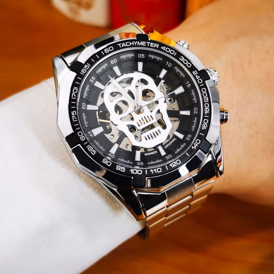 WINNER Armbanduhr Automatik, Edelstahl, Schwarz, Herren - Bild 3