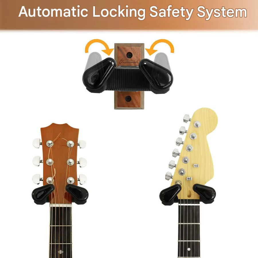 OUCEY Self-lock Gitarrenwandhalterung für Akustik-, Elektro-Gitarren, Mandoline, Banjo, Ukulele und Bass - Bild 2
