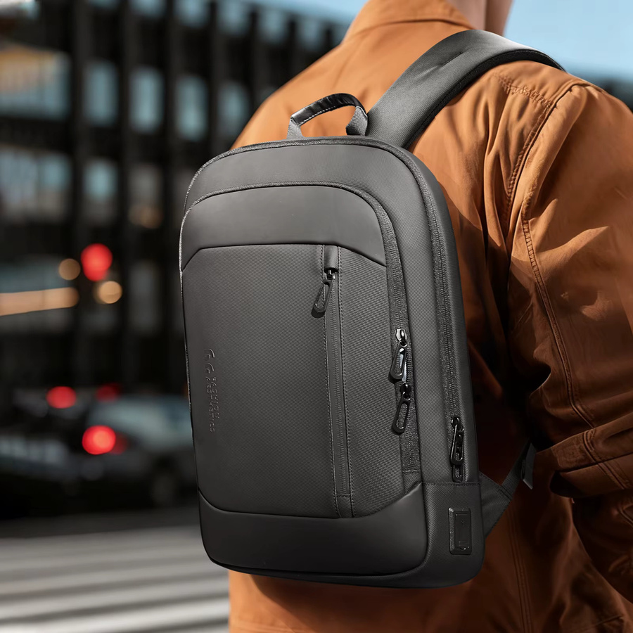 Heroic Knight Laptop-Rucksack für Herren, schlanker Business-Rucksack mit USB-Anschluss, wasserdicht und leicht, Schwarz - Bild 3
