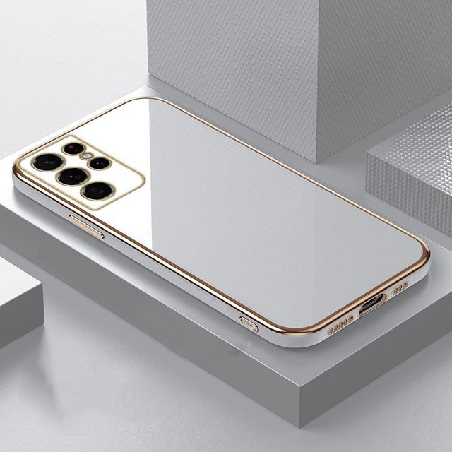 Vergoldetes quadratisches TPU-Silikon-Case für Samsung Galaxy S26 S25 S24 S23 S22 S21 S20 Plus FE Ultra in Gold und Weiß, stoßfeste Rückabdeckung - Bild 1