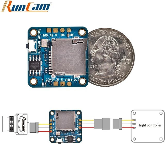 Runcam Run Cam Mini FPV DVR Action Camera für Racing Drone und Quadcopter, 3,3-5 V, Montagegröße 25 x 25 mm - Bild 1