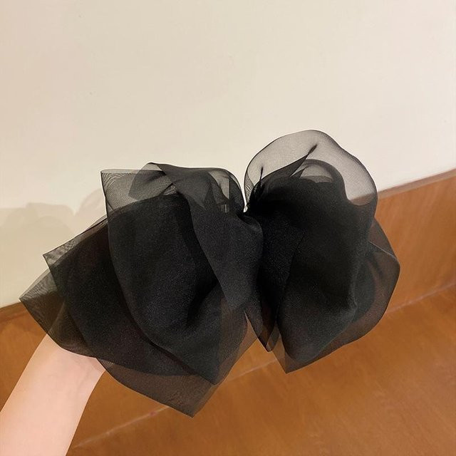 Haarnadel mit Schleife, Satinstoff, Chiffon, schwarz, Damen - Bild 1