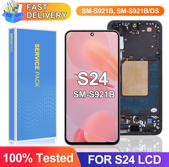Samsung S24 5G OLED Display Ersatz mit Rahmen, 6,1 Zoll LCD Digitizer Montage in Schwarz für SM-S921B/DS - Bild 1