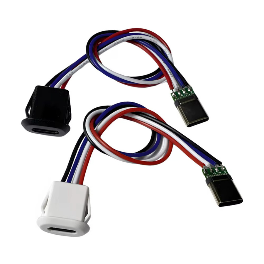 HBXINTAO USB-C Ladebuchse mit 4-Pin Snap-Fit Anschluss für 5A Hochstrom-Schnellladung und Datentransfer, Multicolor - Bild 2