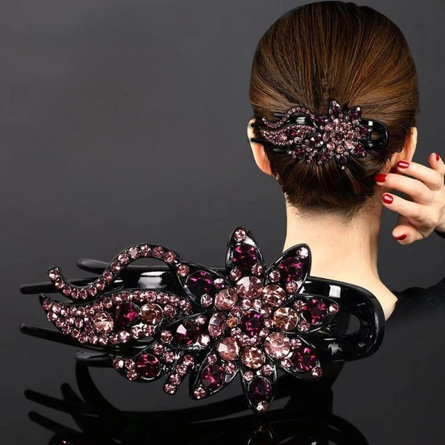 KUALOOL Fashion Haarnadel Blume Blatt, licht lila, Damen - Bild 1