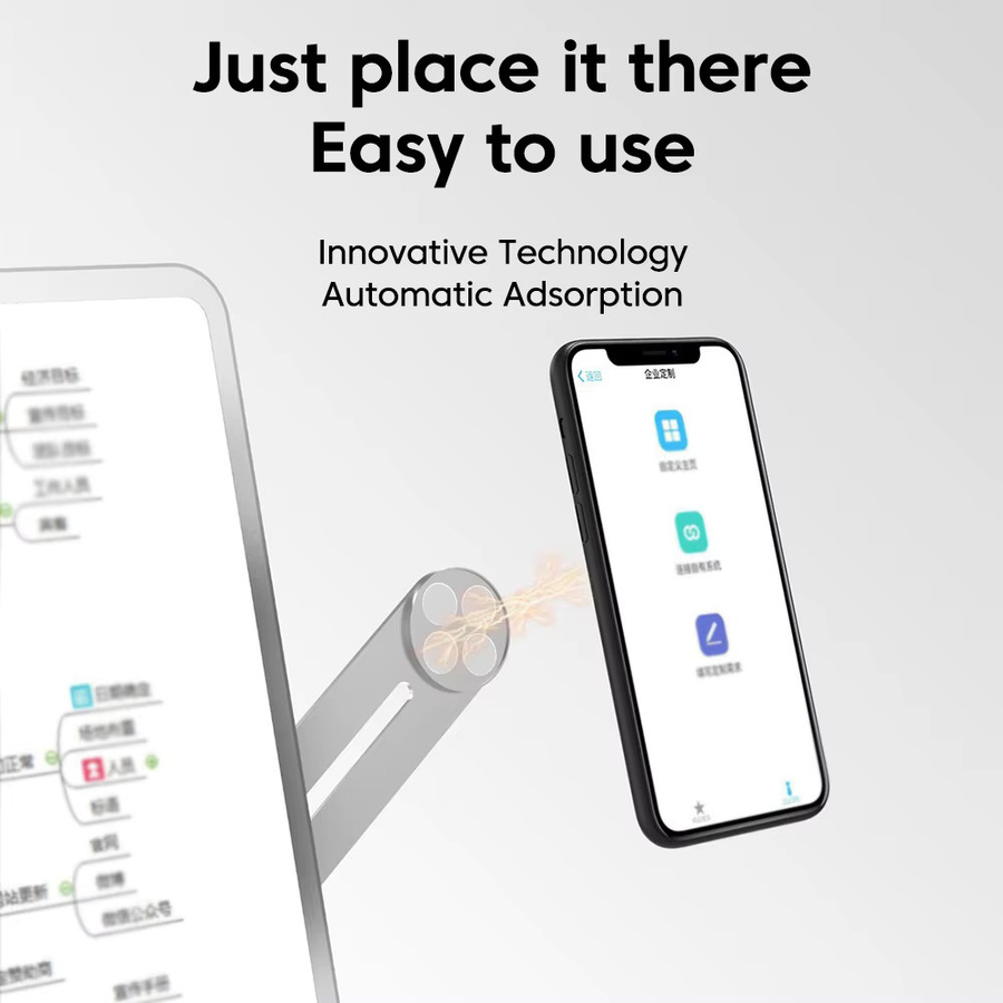 Elough Magnetische Handyhalterung für Notebook, Tragbare und Drehbare Smartphone-Halterung für den Computerbildschirm in Schwarz oder Silber - Bild 3
