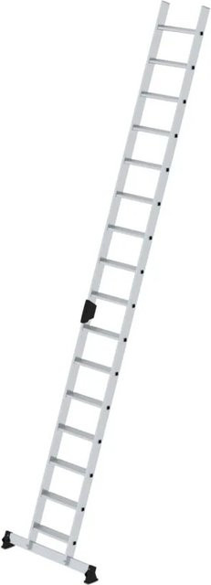 MUNK Günzburger Aluminium Stufenanlegeleiter mit nivello-Traverse und Ergo-Pad, 16 Stufen, Silber - Bild 1