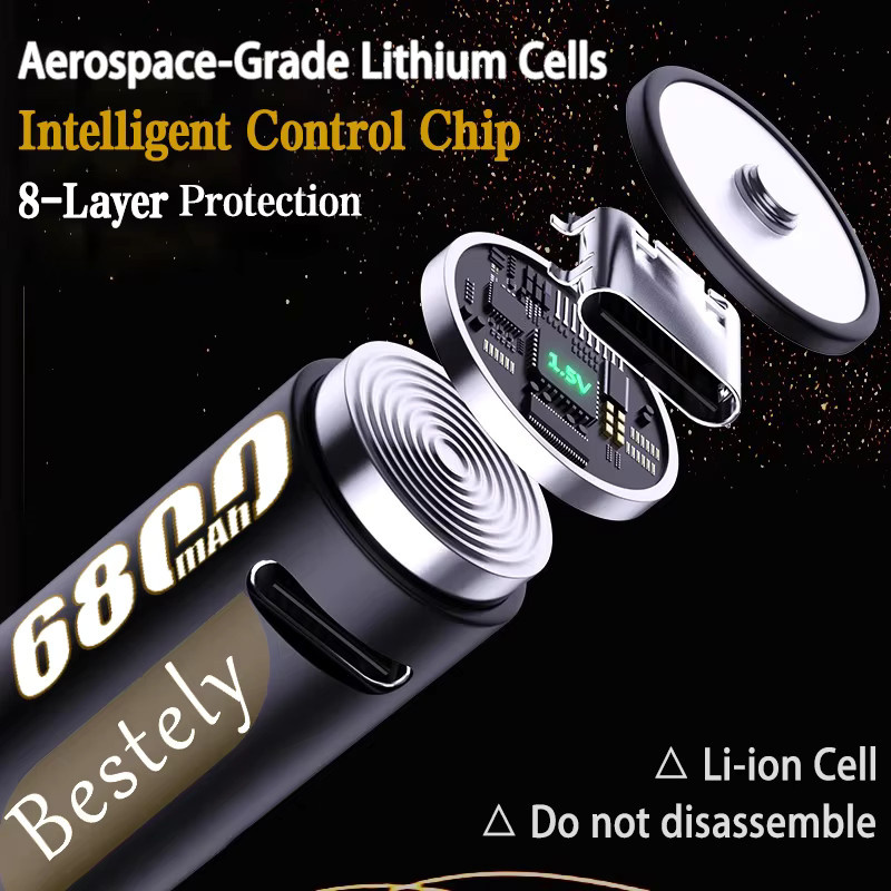 BaKKiter AAA Lithium-Ionen Akku 1,5V mit 6800mAh und USB-C Anschluss - Bild 3