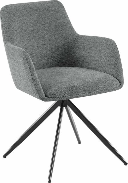 DELUKE Esszimmerstuhl PELON in Grau mit Stoffbezug und Metallgestell, B/T/H: 56 x 62 x 81 cm - Bild 1