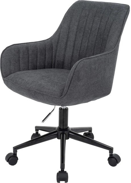 Proregal Bürostuhl Anthrazit mit Armlehnen und Rollen, Stoff, H x B x T: 87 x 58 x 58 cm, Sitzhöhe: 46 cm - Bild 1