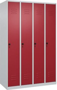 C+P Spind Classic PLUS Spind mit 4 Abteilen in Lichtgrau und Rubinrot, H x B x T: 185 x 120 x 50 cm - Bild 1