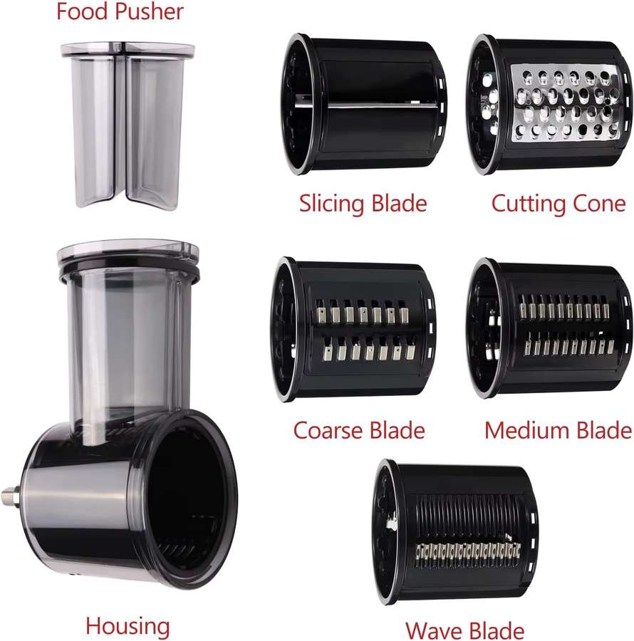 KitchenAid Slicer Shredder Aufsatz in Schwarz mit 5 Klingen als Käsereibe und Gemüseschneider für deinen Küchenmaschinen-Mixer - Bild 4