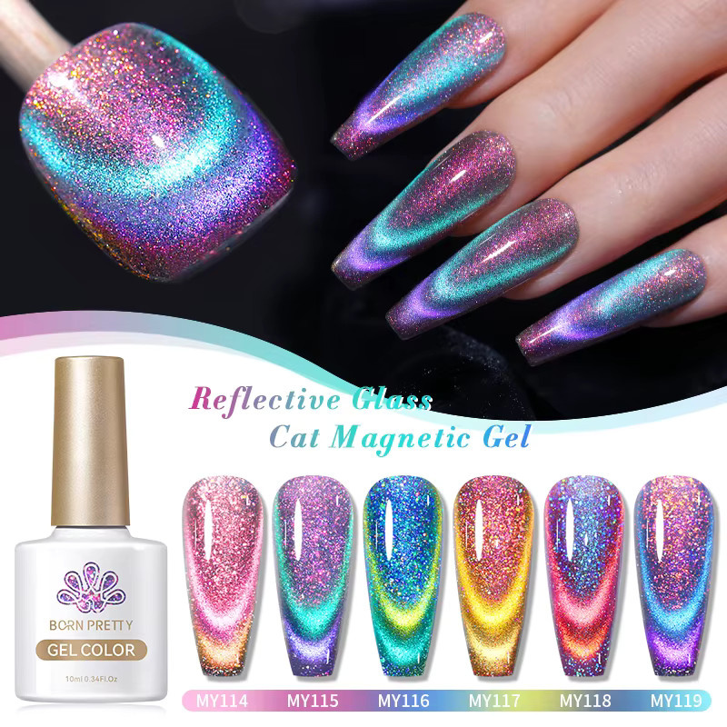 BORN PRETTY Doppellicht-Gel-Nagellack, 6 Stück, 10 ml, schimmernd - Bild 3