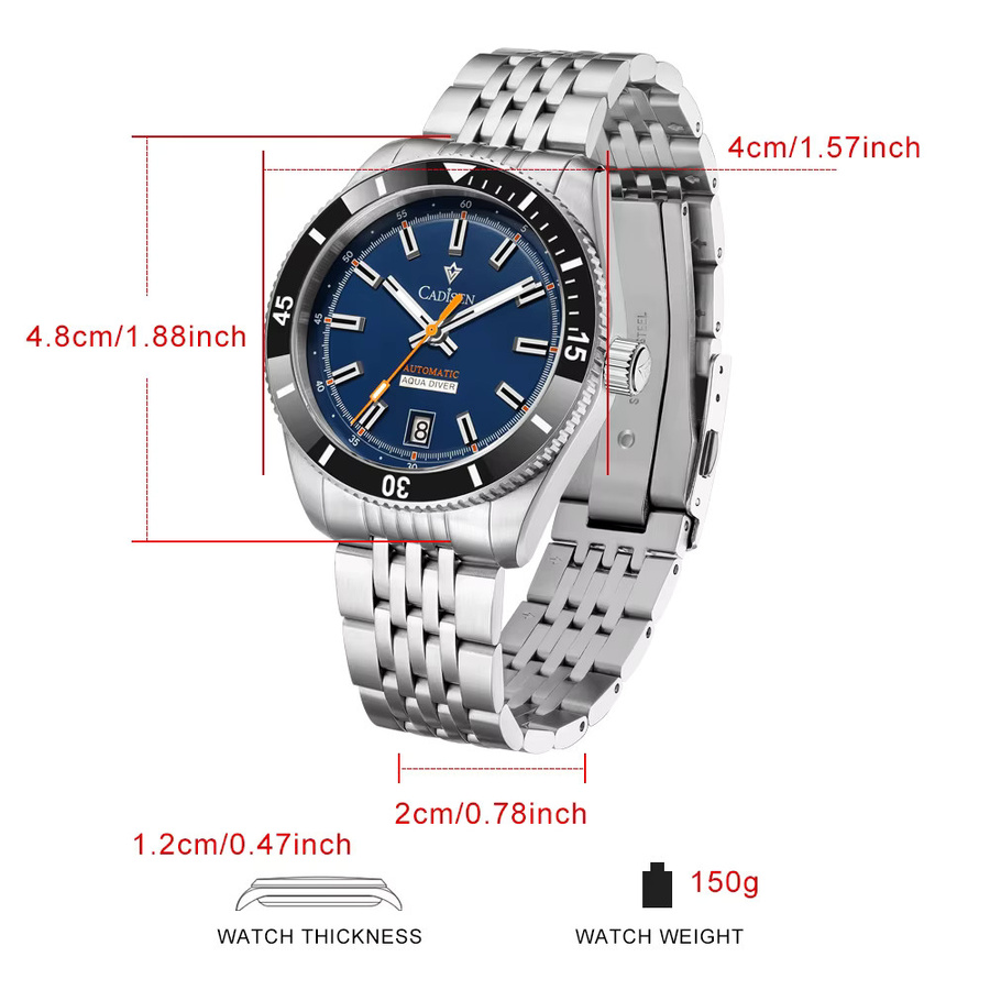 CADISEN Armbanduhr, Automatik, Edelstahl, Keramiklünette, Herren - Bild 4