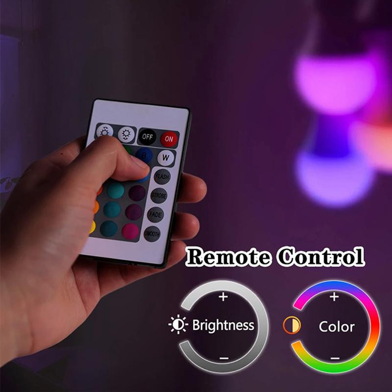 YJMP RGB LED Glühbirne E27 mit Fernbedienung, 9W dimmbare Mehrfarbige Glühbirne in Multicolour für Schlafzimmer und Party - Bild 2